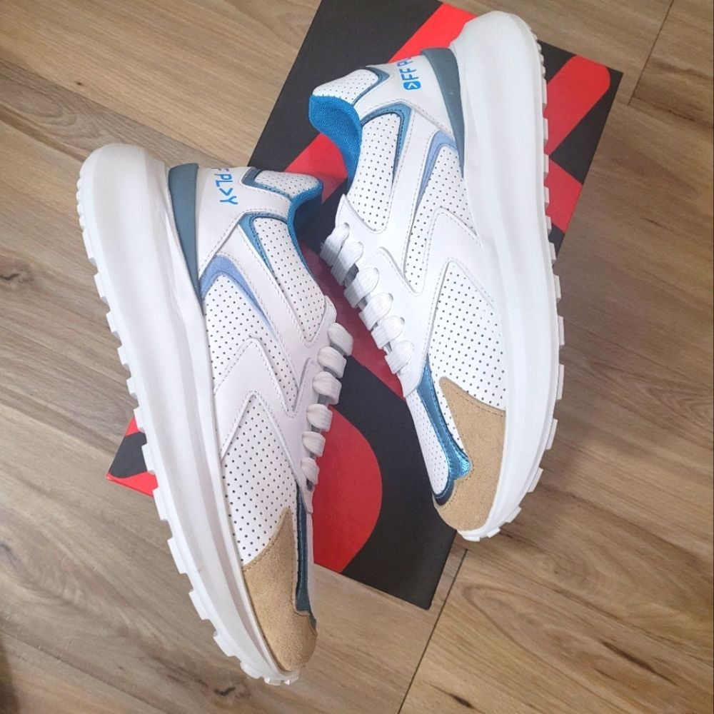 Off Play Monza 1 Performance Sneakers in White Azul Women's Size 37.5 Leather